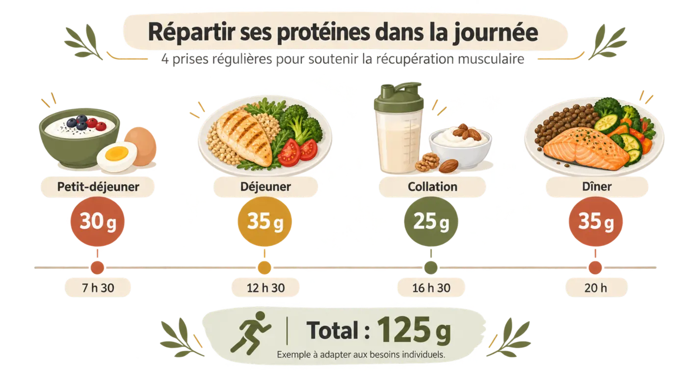 Répartition de la cible protéique sur trois à quatre prises dans la journée
