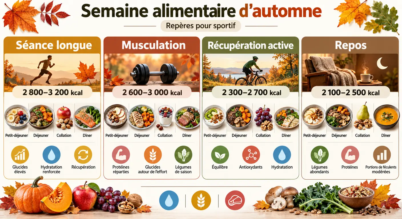 Structure d'une semaine d'alimentation d'automne selon le type de séance