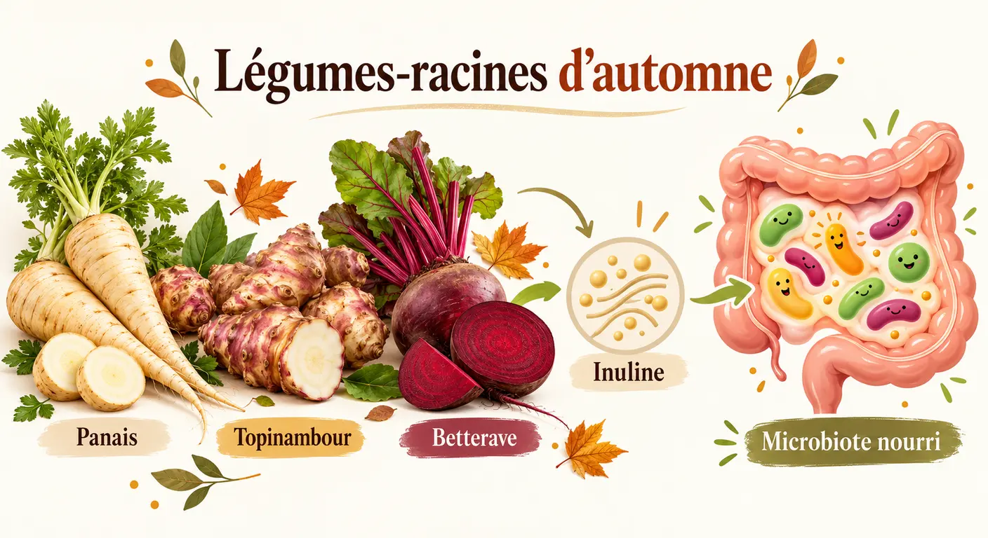 Légumes-racines d'automne et effet prébiotique de l'inuline