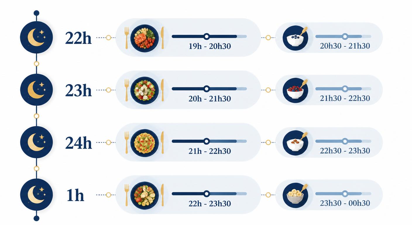 Infographie de l'heure idéale pour dîner selon l'heure du coucher