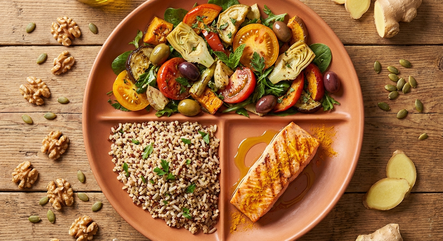 Infographie de l'assiette anti-inflammatoire idéale