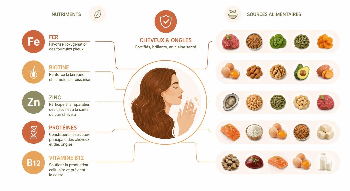 Infographie des aliments pour des cheveux et ongles plus forts