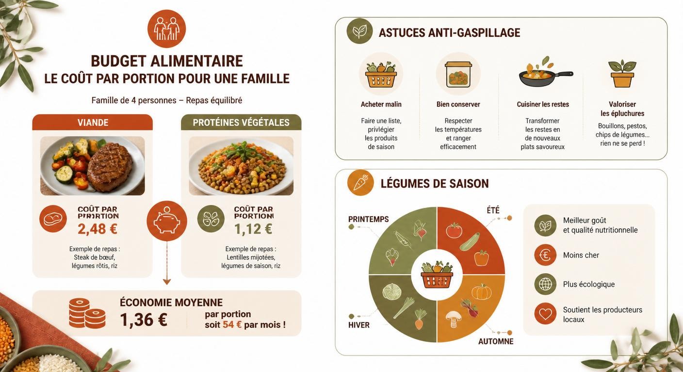 Infographie comparant le coût des repas flexitariens en famille