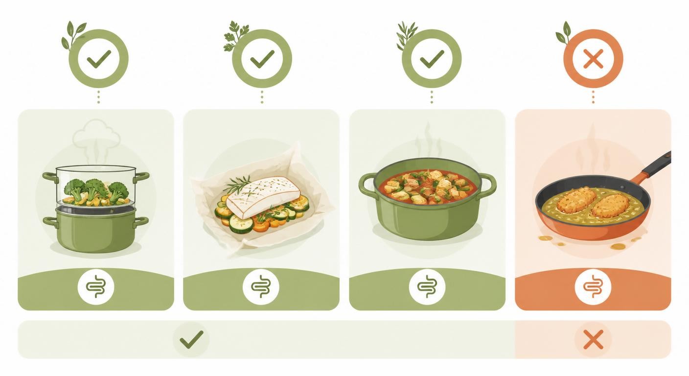 Infographie des modes de cuisson adaptés à l'intestin irritable