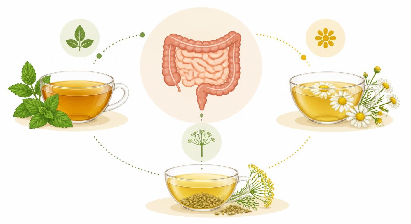 Infographie des infusions digestives apaisantes pour l'intestin irritable
