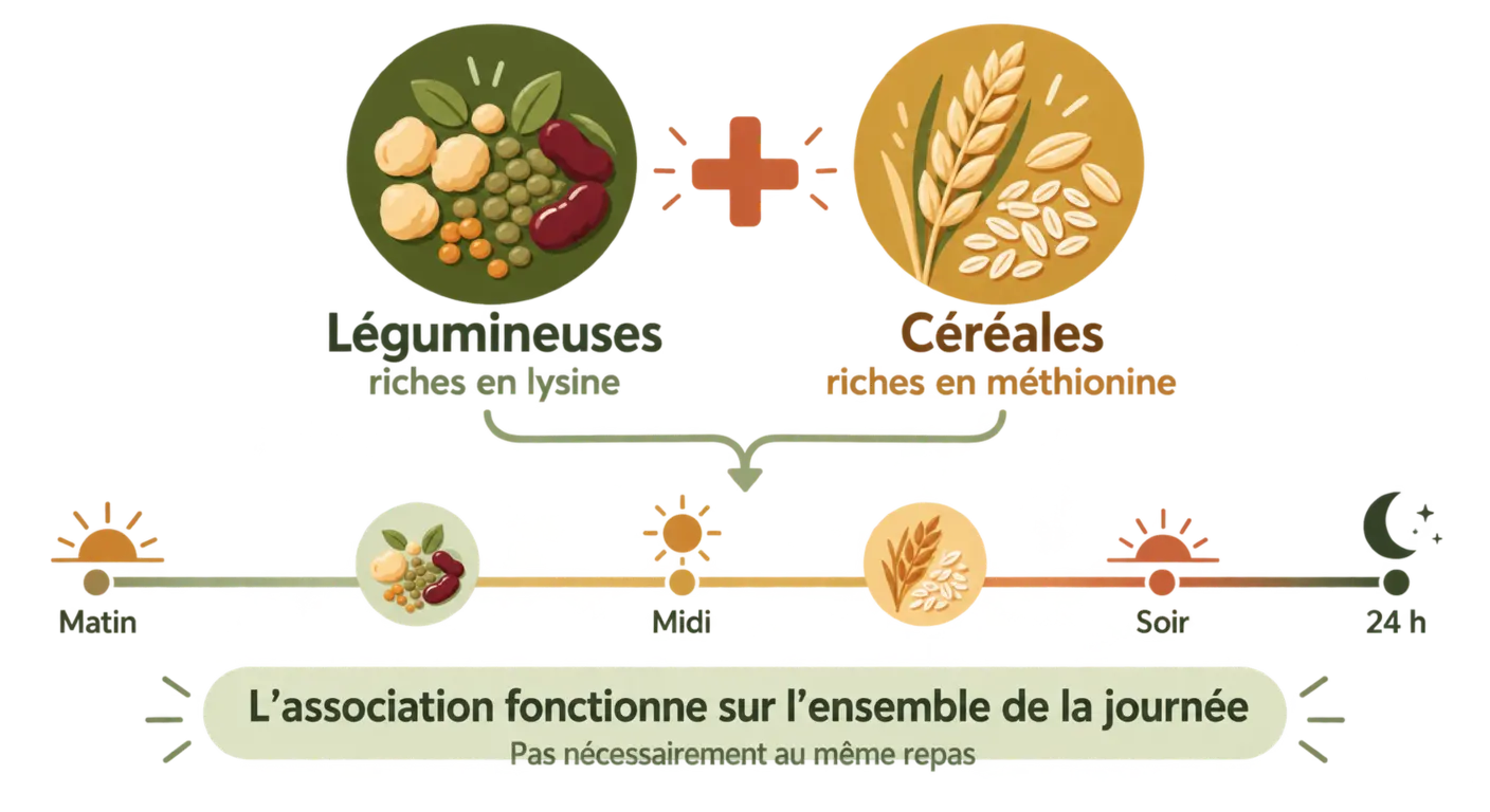 Complémentarité des légumineuses et des céréales à l'échelle de la journée, lysine et méthionine
