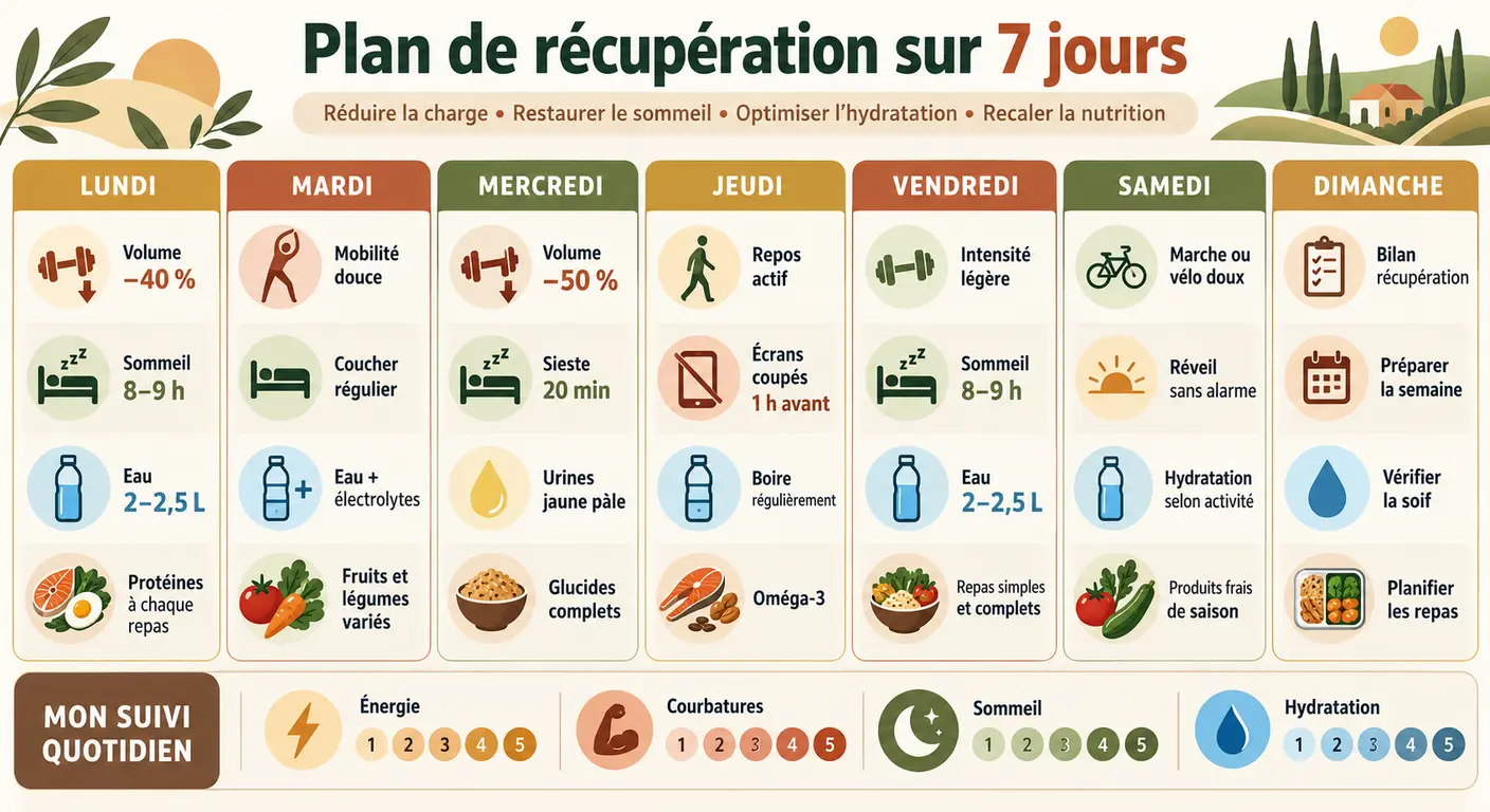 Plan de correction de la récupération sur sept jours