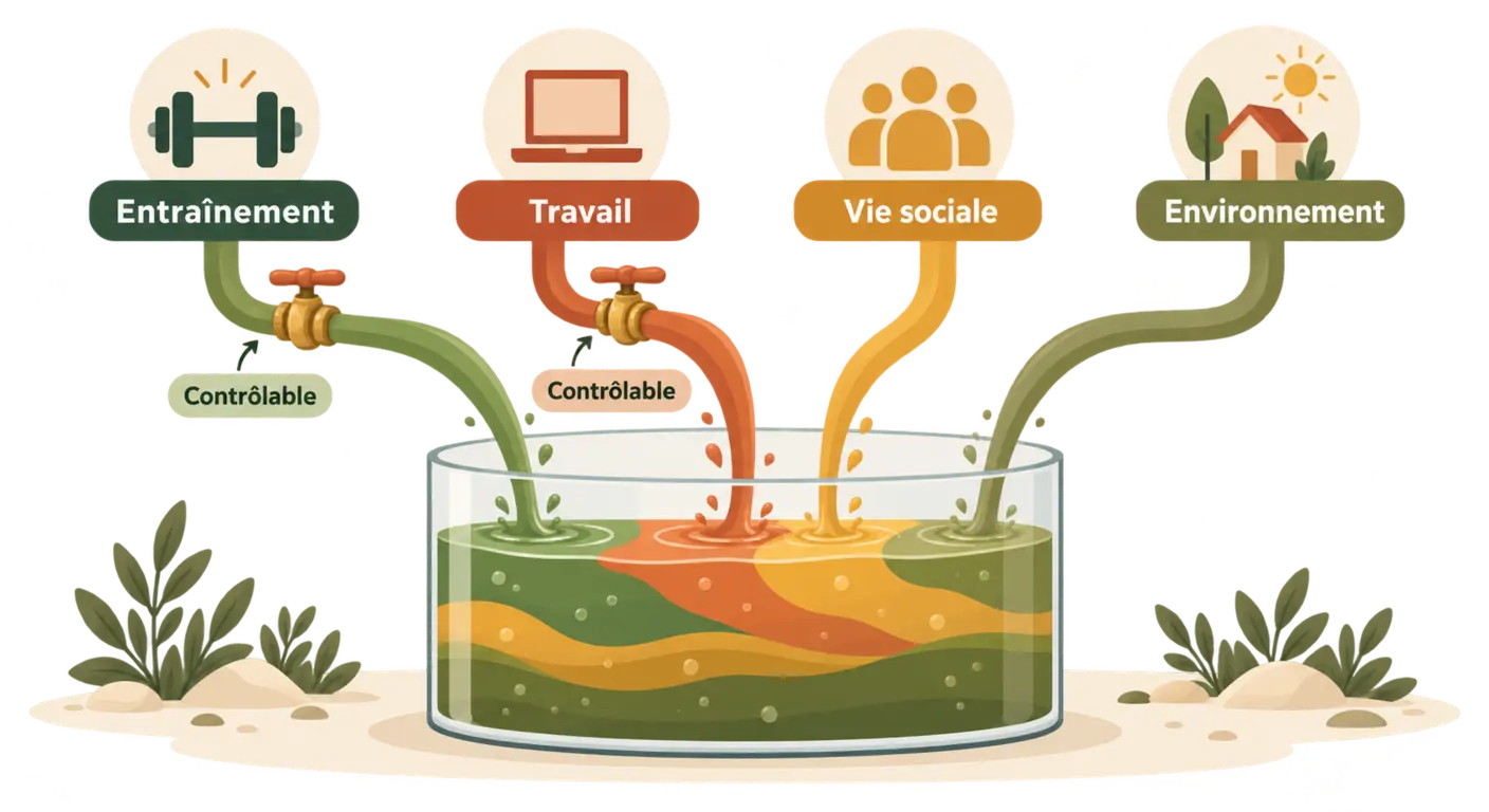 Infographie de la charge de stress totale et de ses sources contrôlables