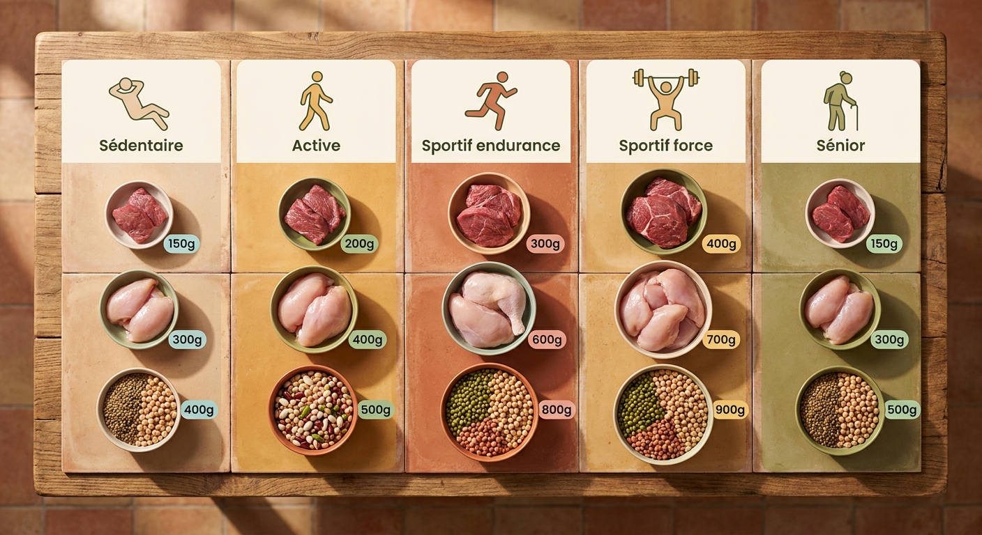 Infographie des repères hebdomadaires de consommation de viande selon le profil