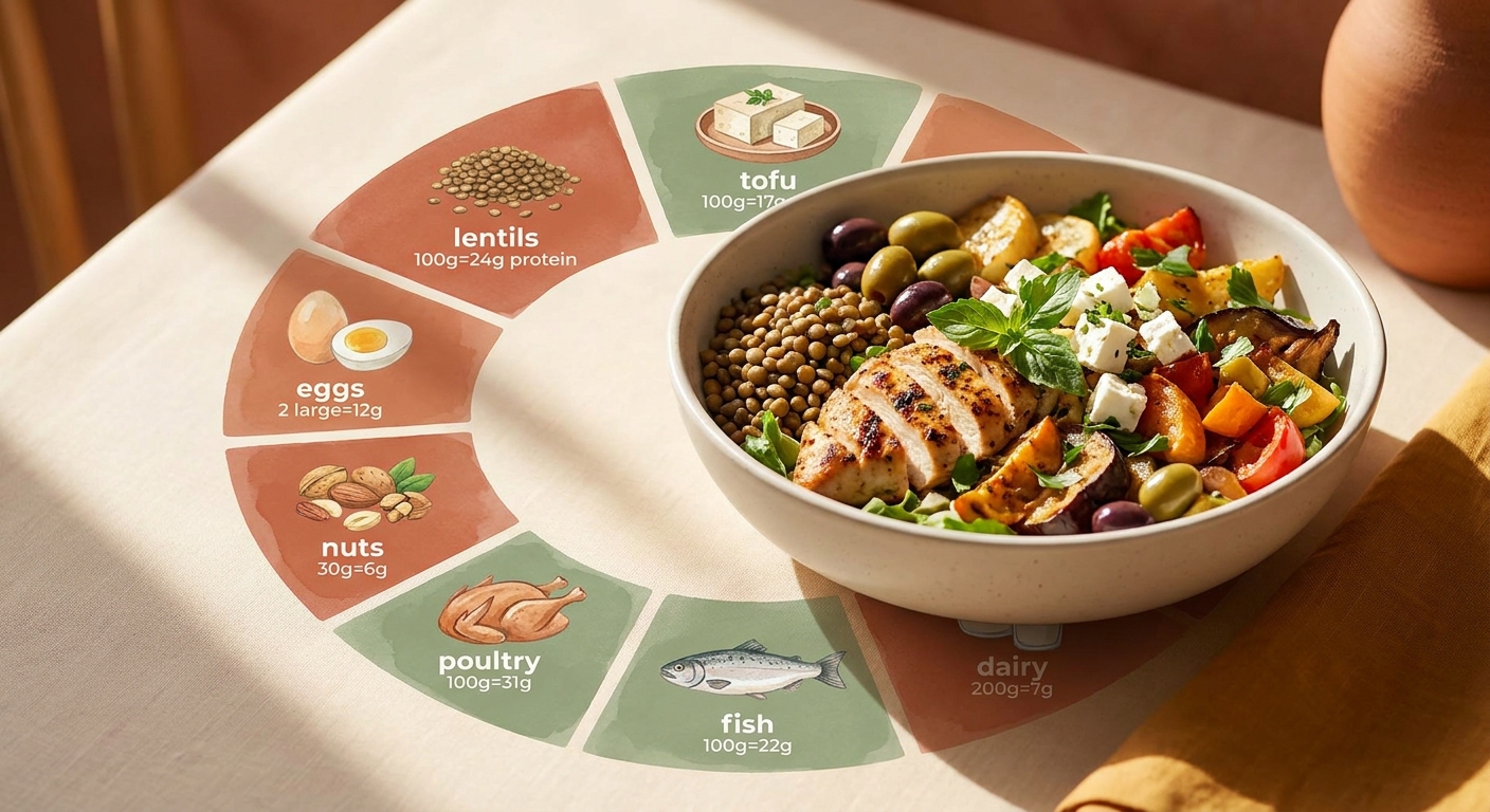 Infographie des sept alternatives gourmandes pour remplacer la viande
