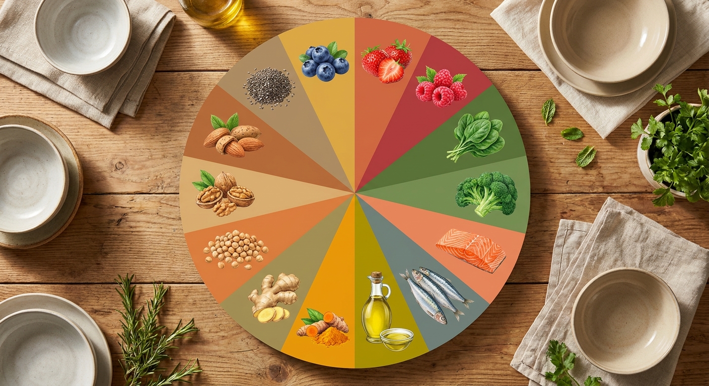 Infographie présentant les 15 aliments anti-inflammatoires les plus puissants