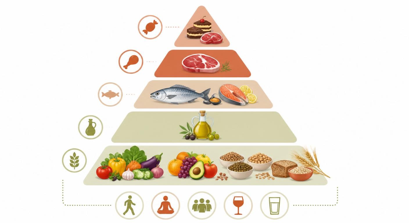Pyramide alimentaire du régime crétois méditerranéen
