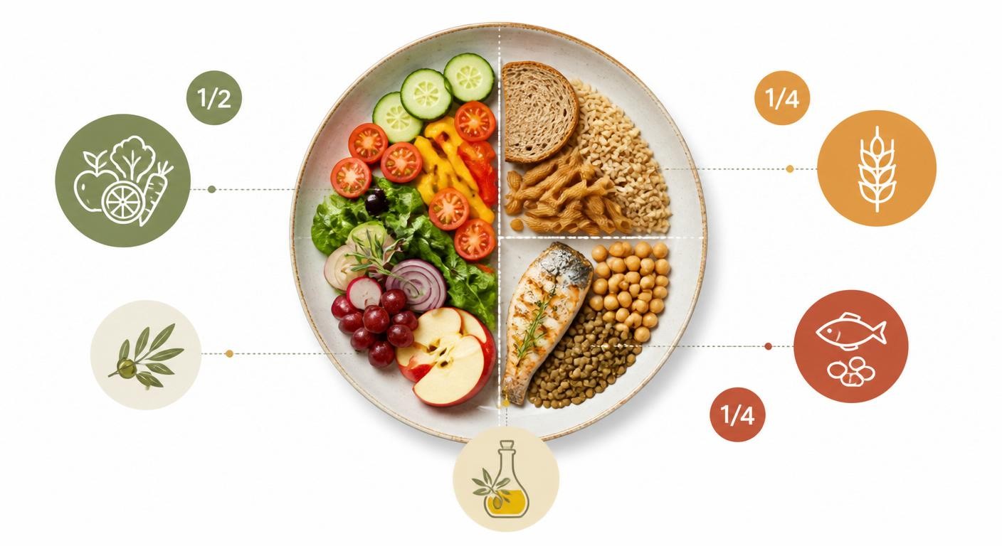 Composition d'une assiette équilibrée du menu crétois