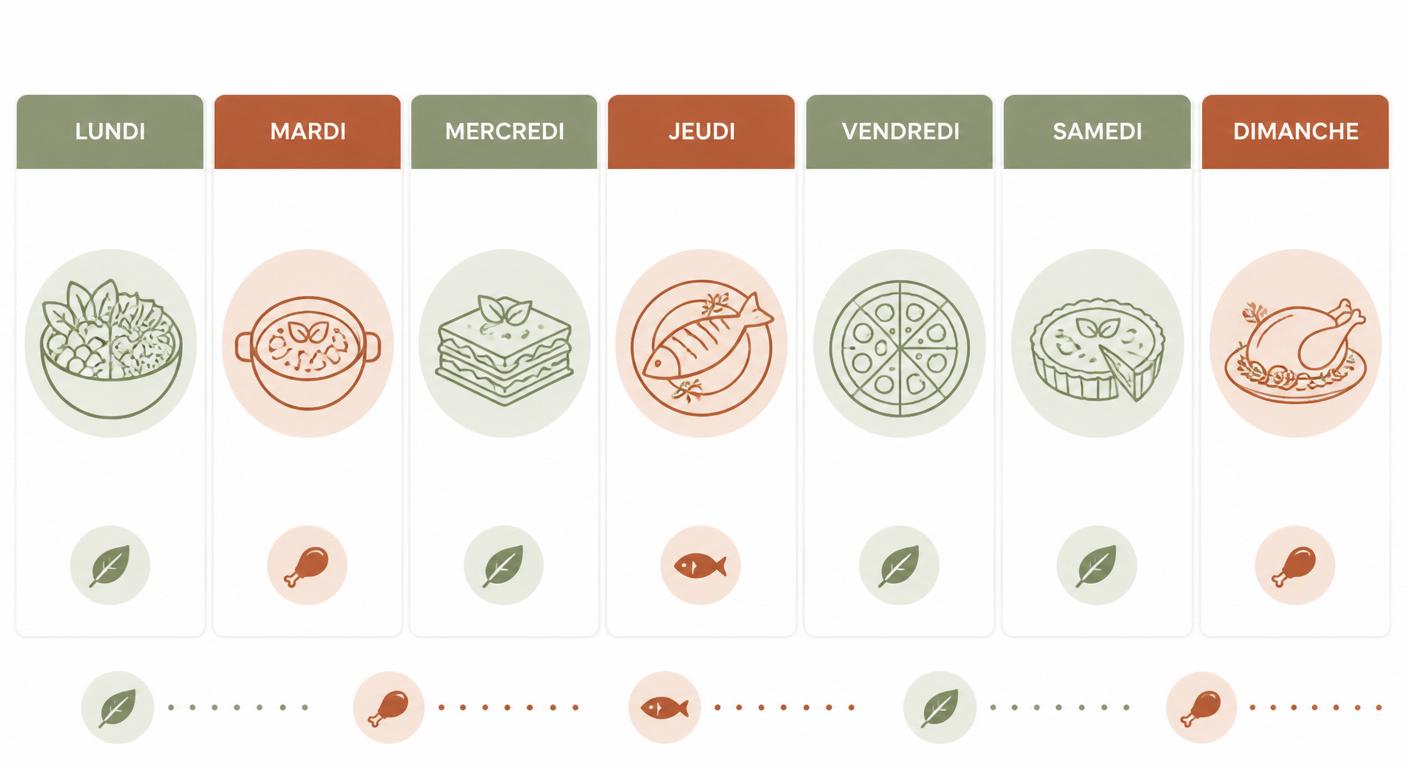 Planning visuel du menu flexitarien sur 7 jours