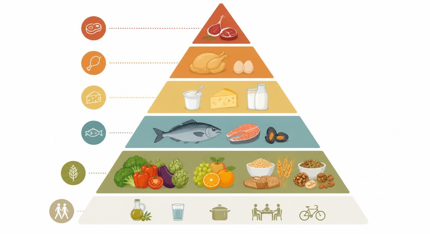 Pyramide alimentaire du régime méditerranéen pour débutant
