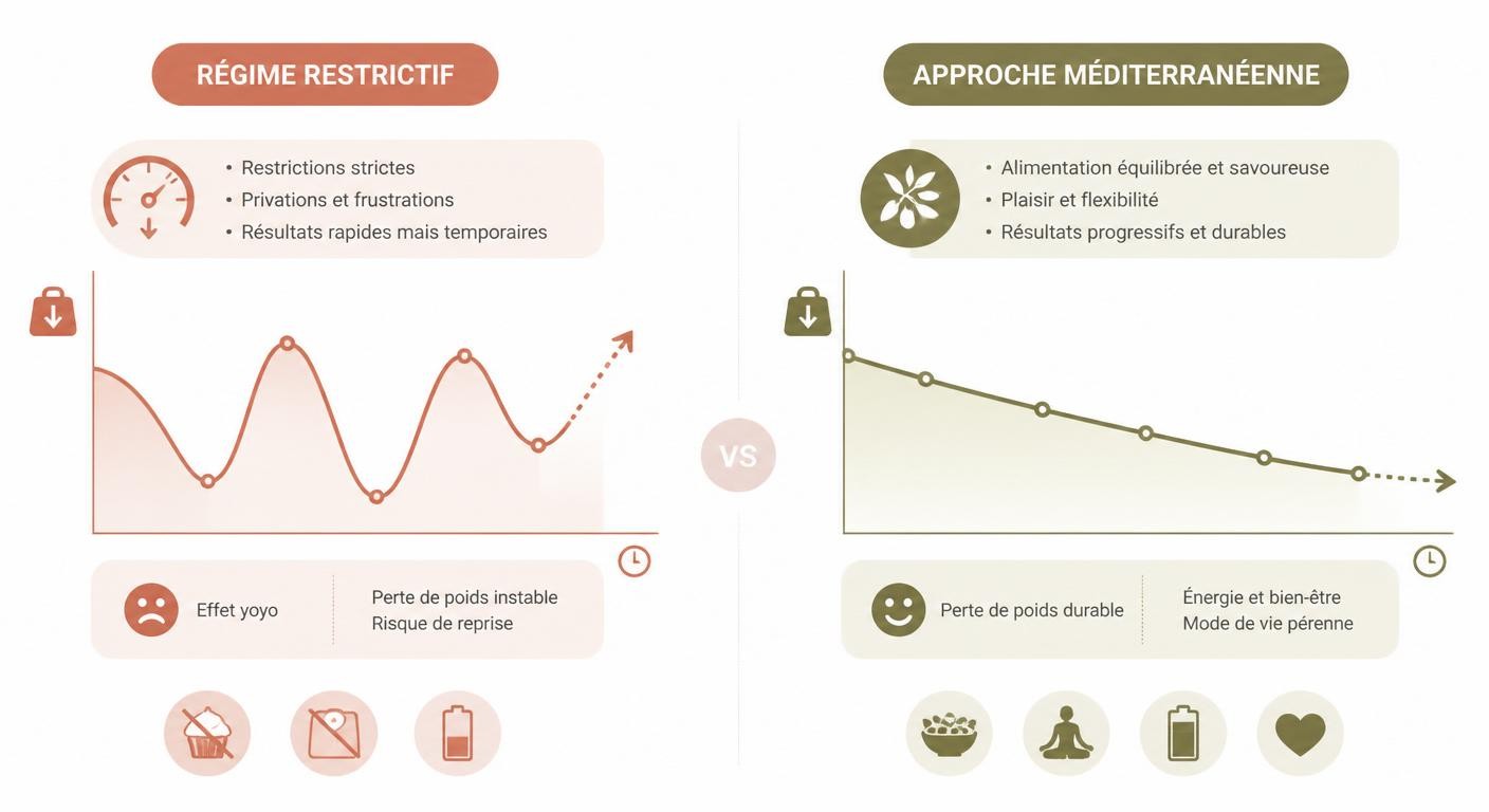 Régime restrictif contre régime méditerranéen pour une perte de poids durable