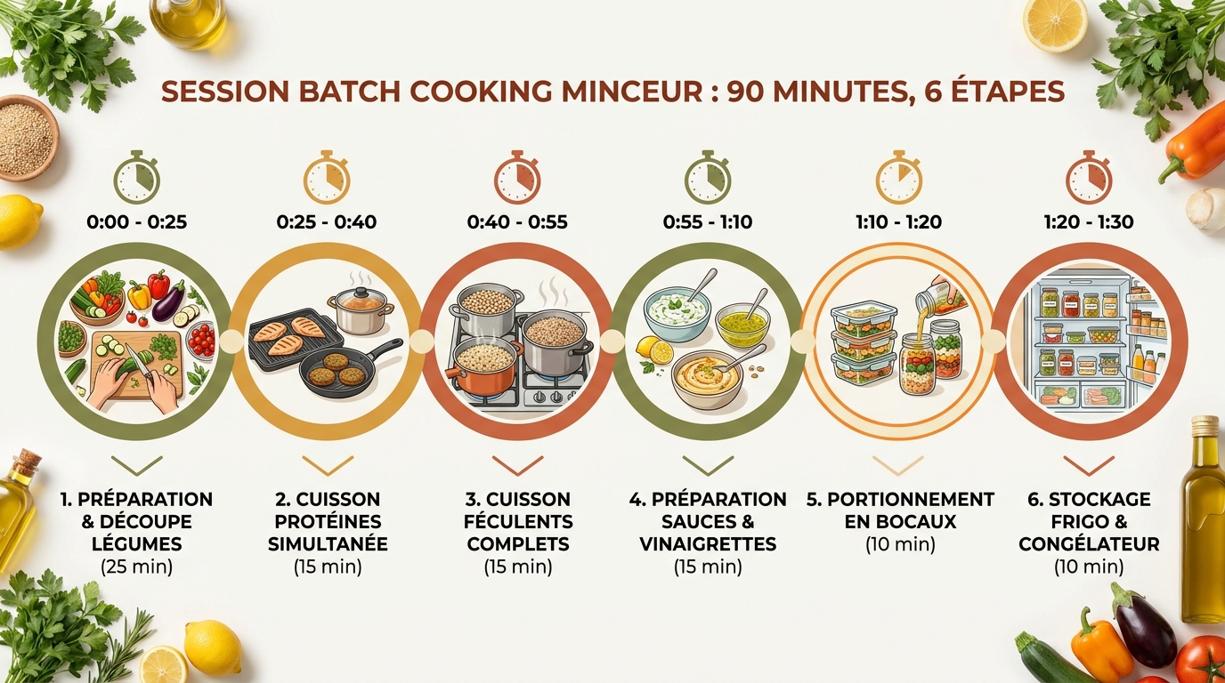 Chronologie d une session batch cooking minceur de 90 minutes