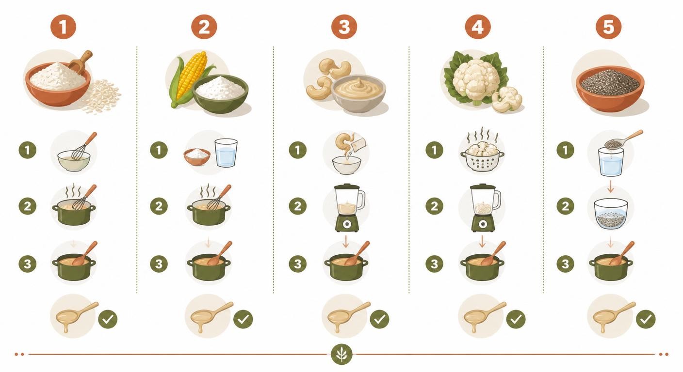 Infographie des 5 méthodes pour épaissir une sauce sans lactose