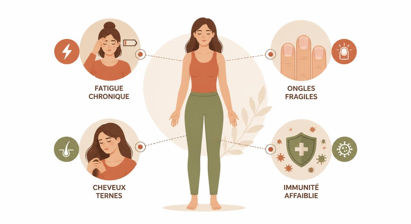 Infographie des symptômes d'une carence en sélénium
