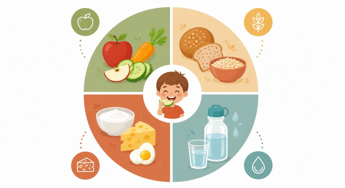 Infographie des 4 composantes d'un goûter équilibré pour enfant