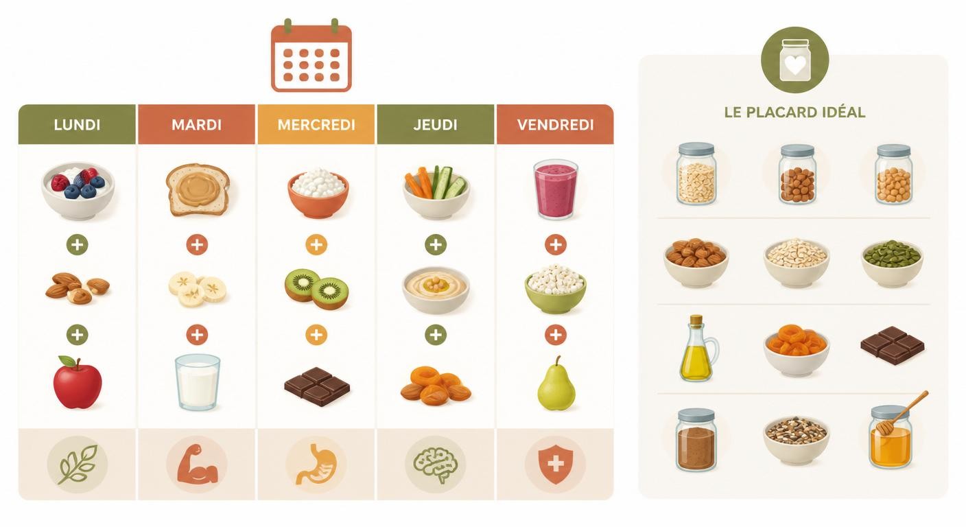 Infographie d'organisation des goûters de la semaine pour enfant