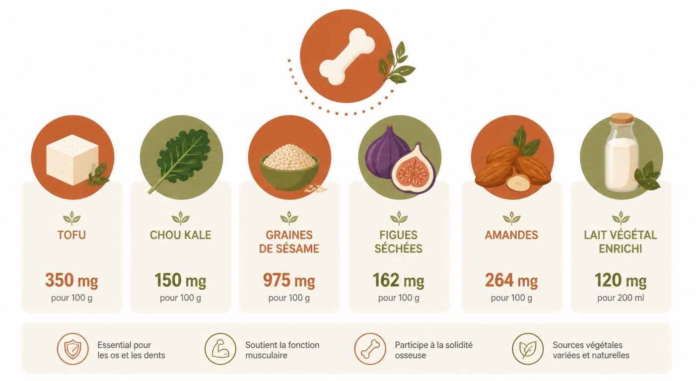 Infographie des aliments végétaux les plus riches en calcium