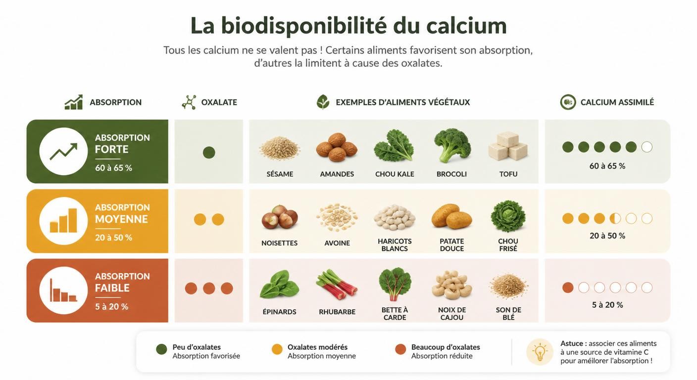 Infographie des taux d'absorption du calcium végétal