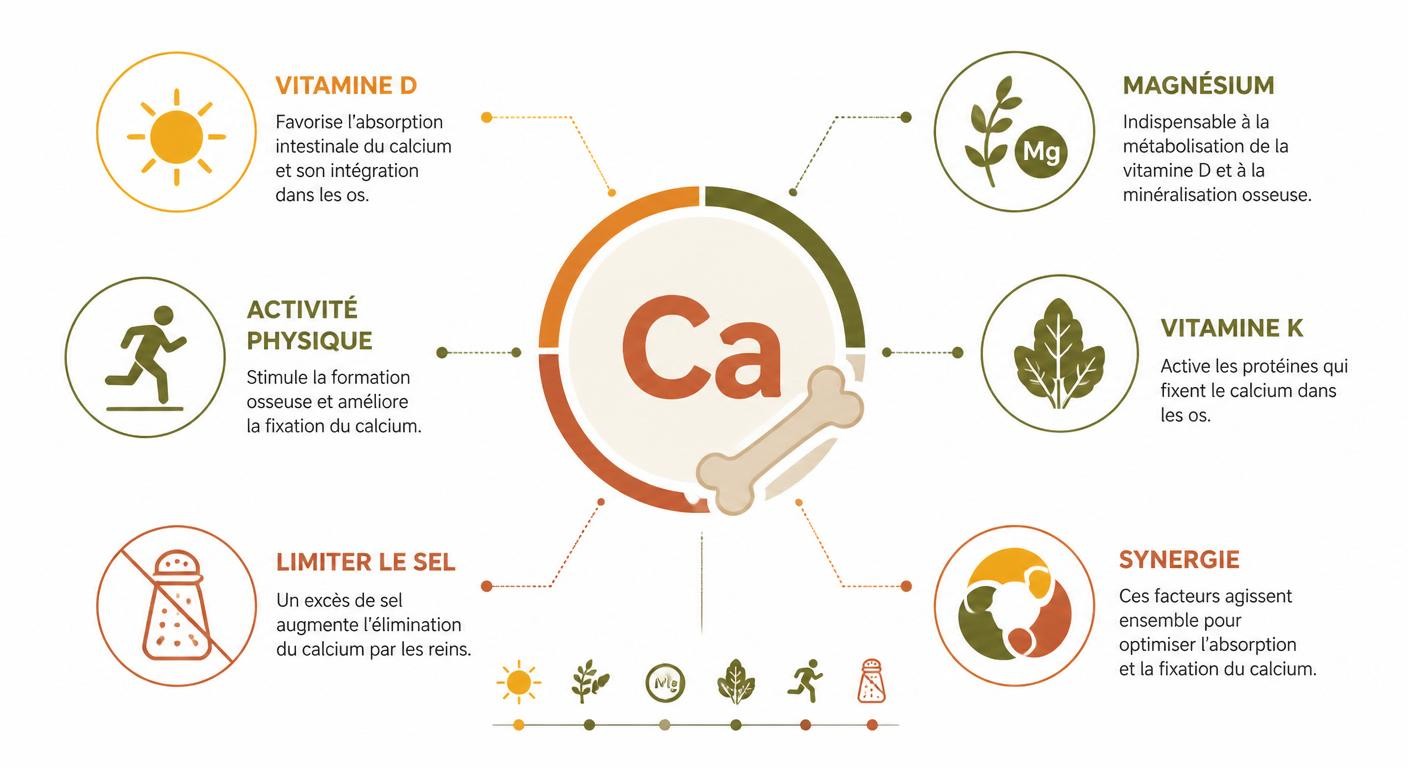 Infographie des facteurs qui favorisent l'absorption du calcium