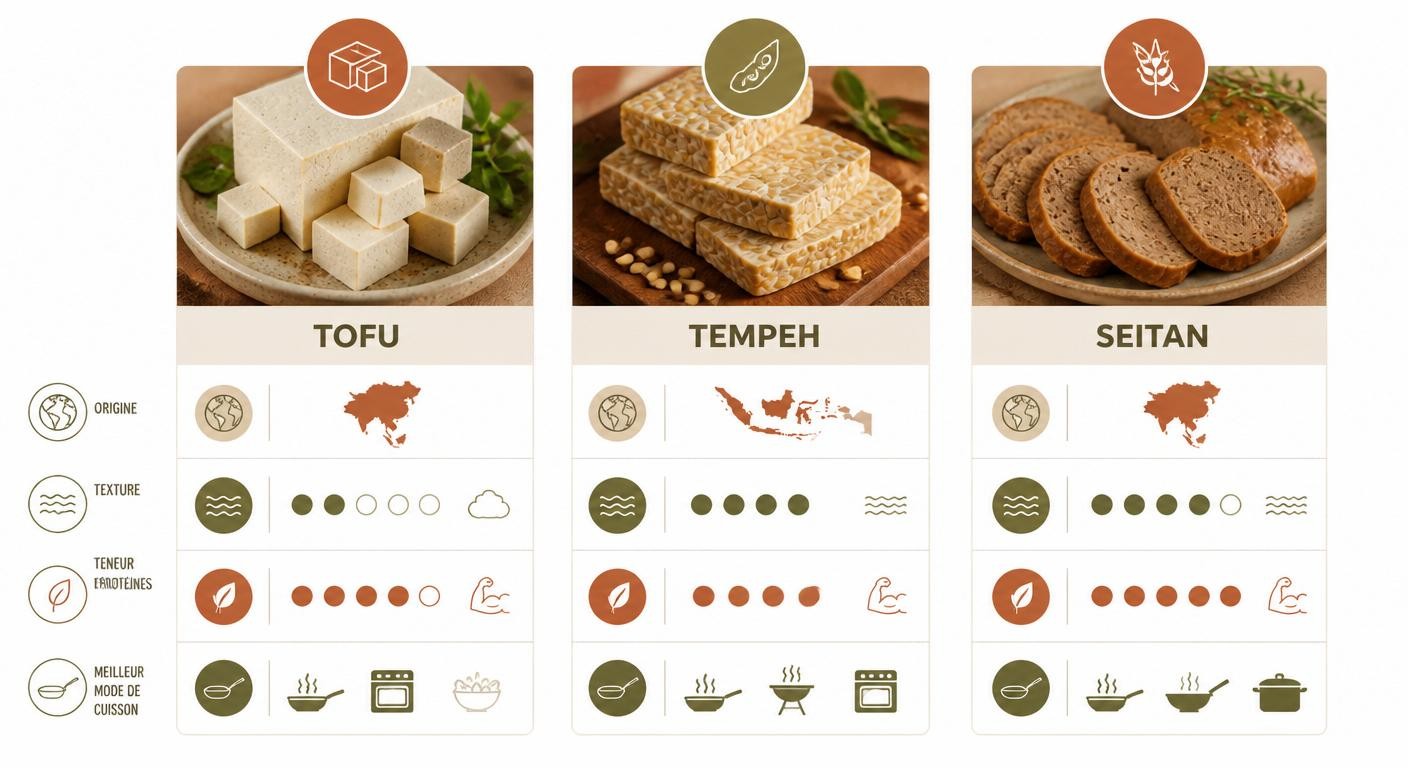 Comparaison express du tofu, du tempeh et du seitan