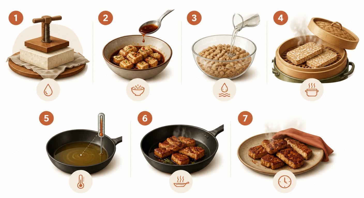 Infographie des 7 techniques culinaires pour réussir ses substituts de viande