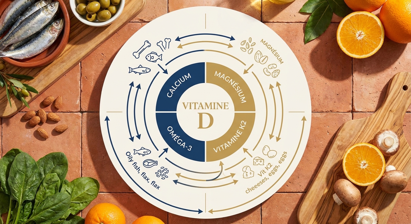 Infographie des synergies nutritionnelles de la vitamine D