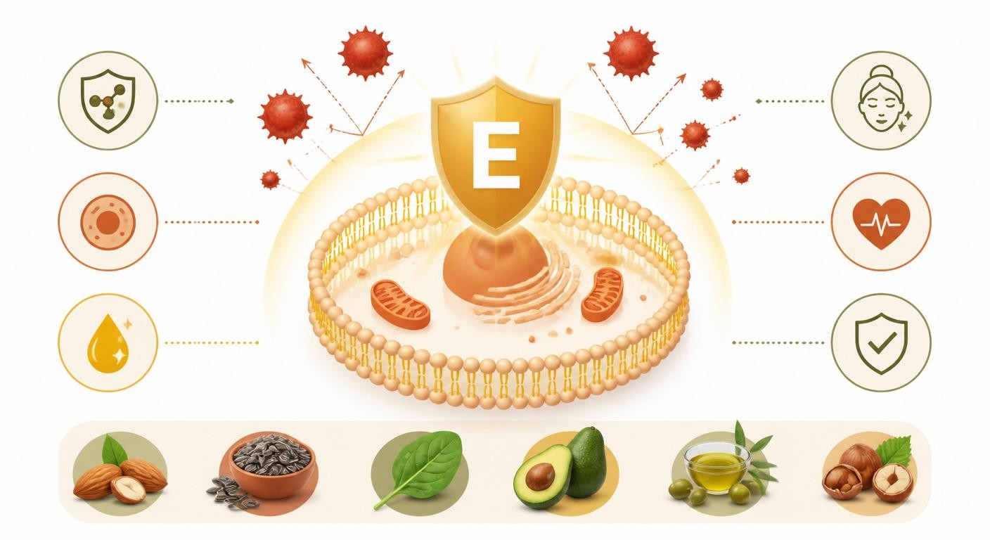 Schéma illustrant le rôle antioxydant de la vitamine E sur les membranes cellulaires