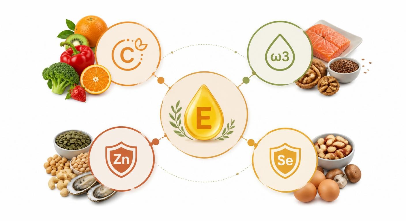 Synergies de la vitamine E avec la vitamine C, les oméga-3, le zinc et le sélénium