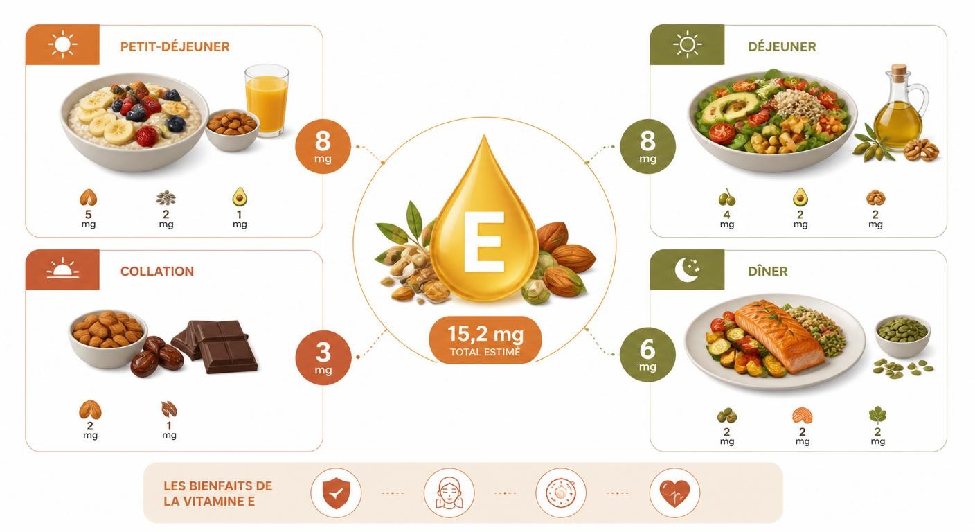 Exemple de menu d'une journée riche en vitamine E