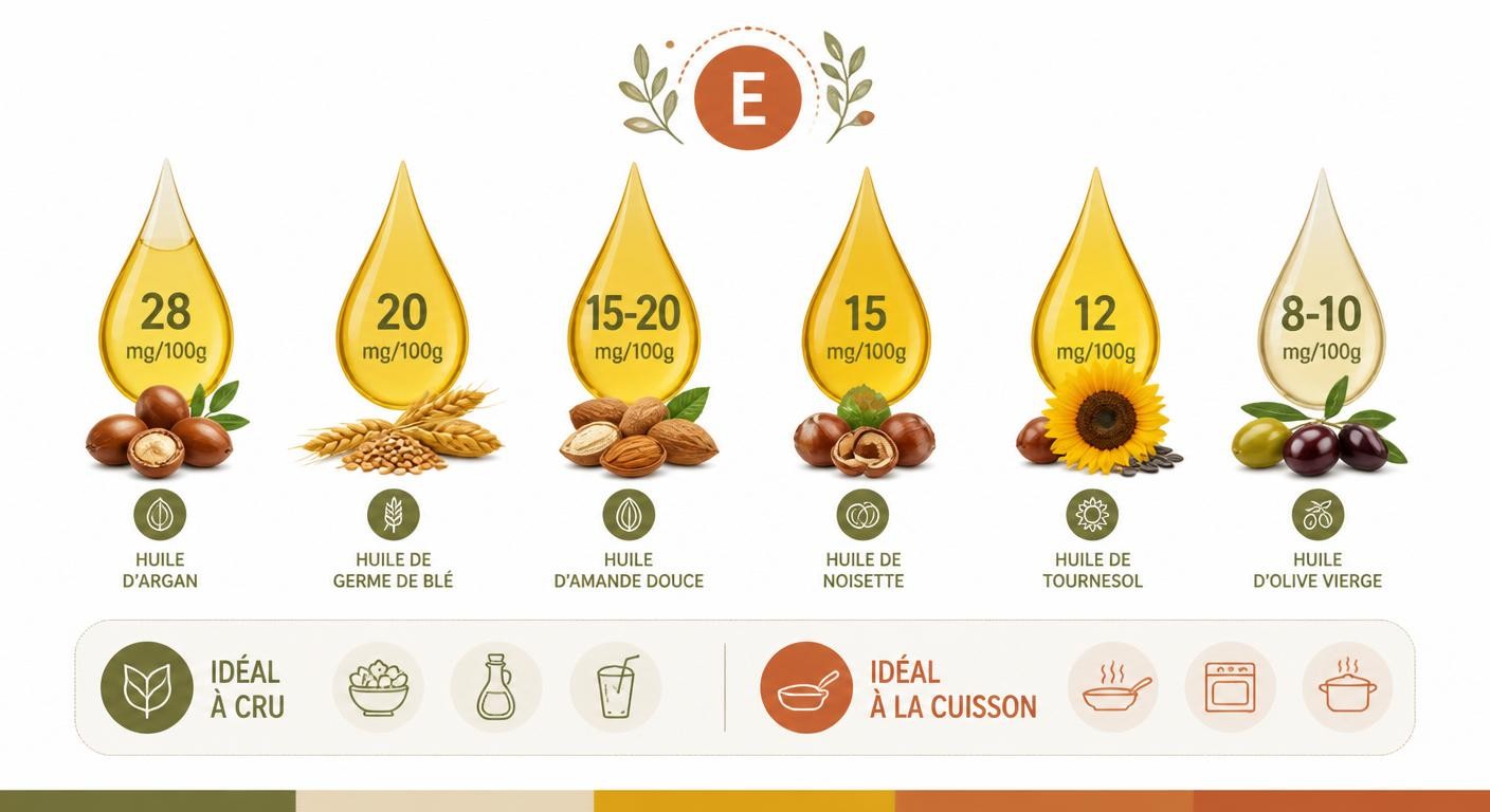 Comparatif des huiles végétales riches en vitamine E et de leurs usages